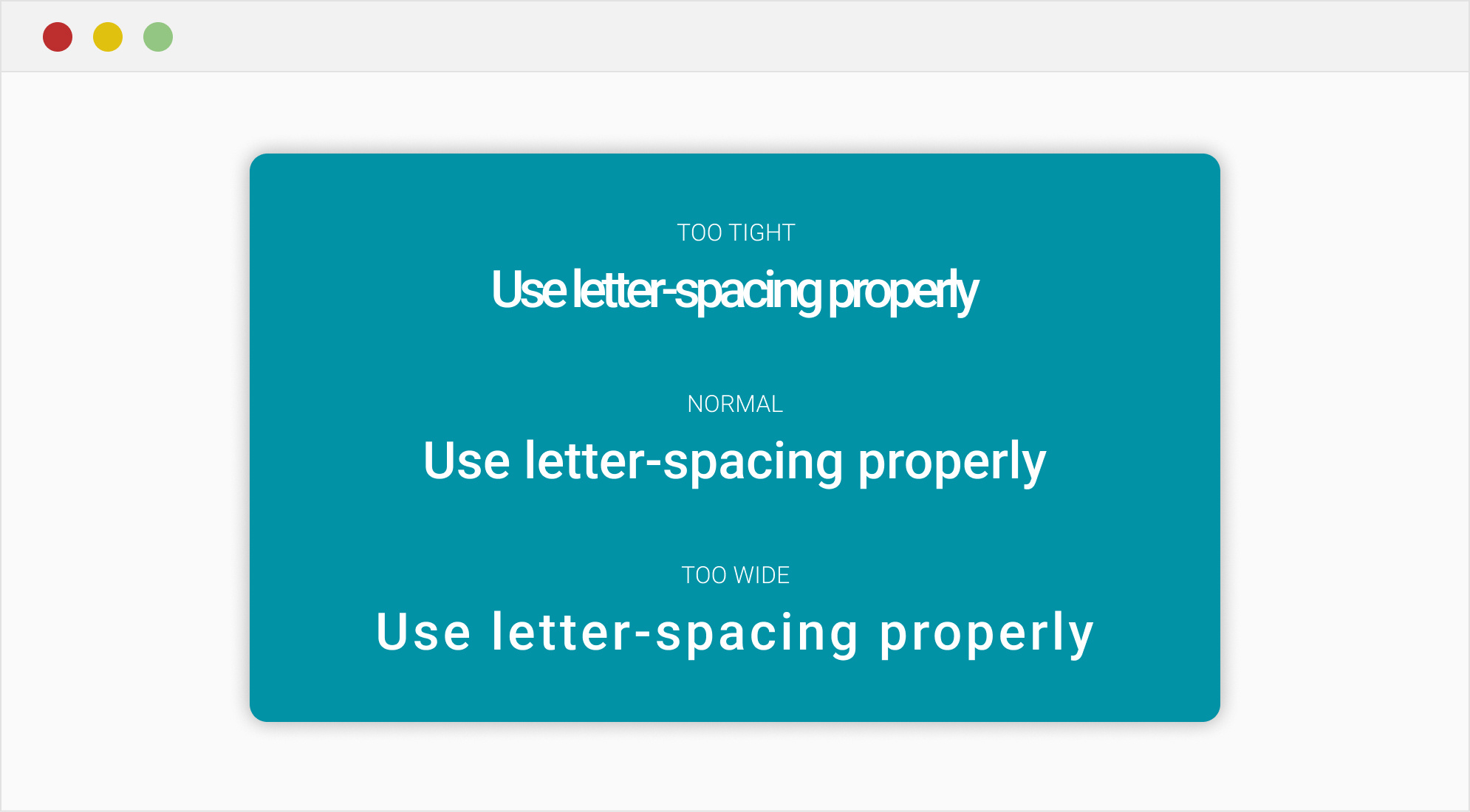 Letter Spacing Example in HTML & CSS