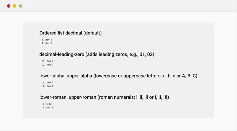 Ordered lists