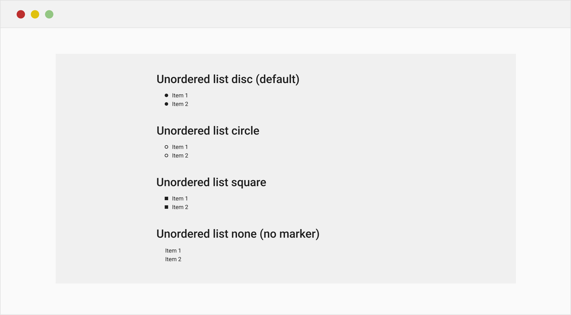 Unordered lists 1